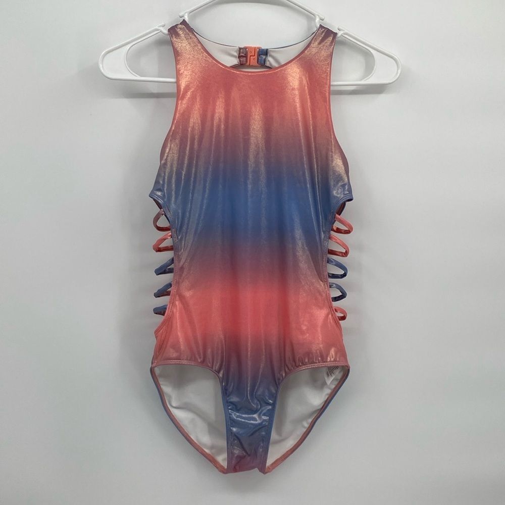 Z by Zella One Piece Swimsuit Cutout Sides Ombré Pattern Halter Neck size 14
